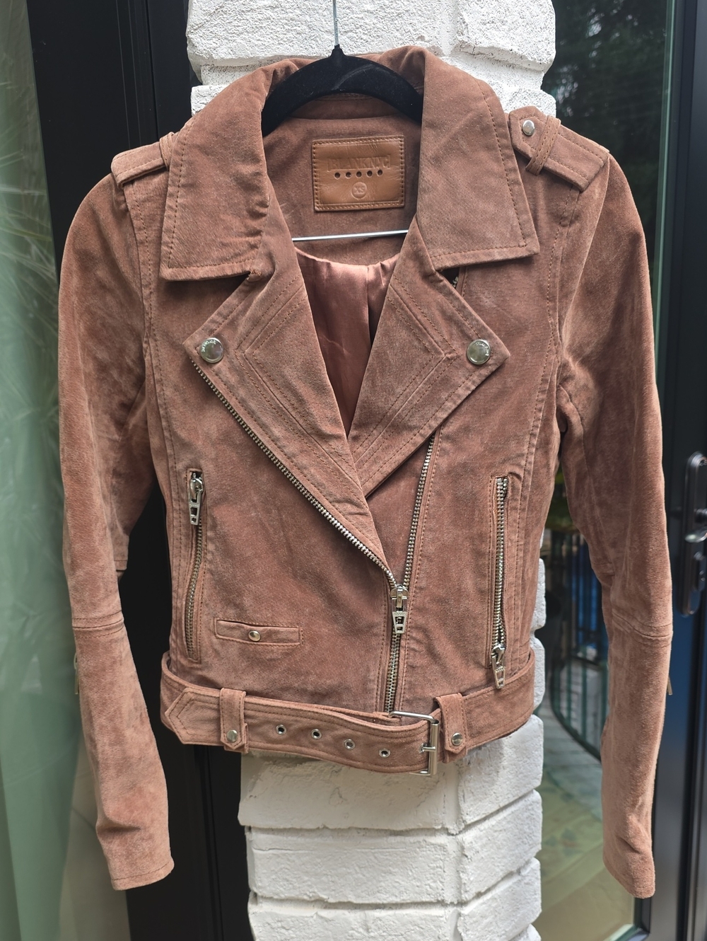 Blank NYC Suede Moto Jacket - Rust Brown